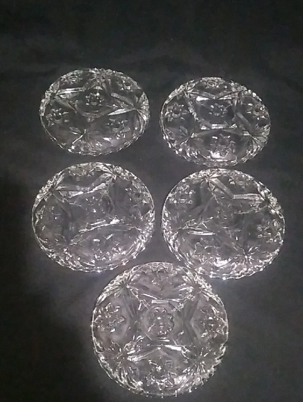 Anchor Hocking Pressed Clear Cut Glass Coaster Set 5 Star of David Pattern (B6) - Picture 6 of 7